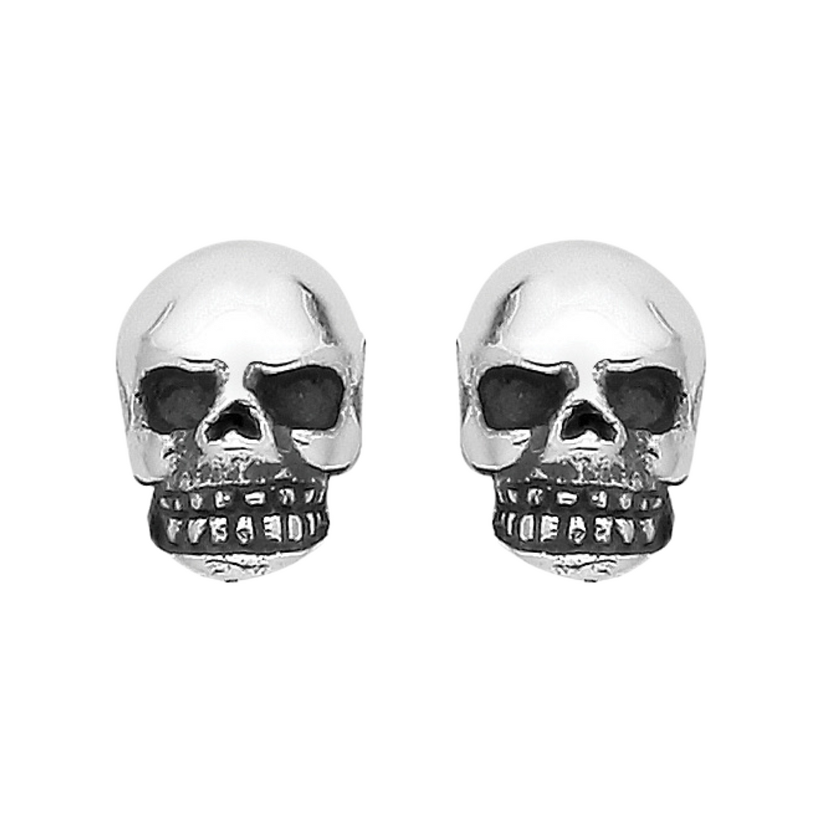 Sterling silver skull stud earrings spooky Halloween gothic alternative jewellery