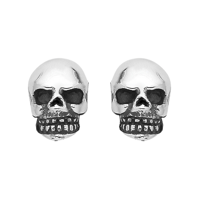 Sterling silver skull stud earrings spooky Halloween gothic alternative jewellery