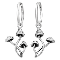 Sterling silver toadstool mushroom hoop earrings alternative cottagecore jewellery