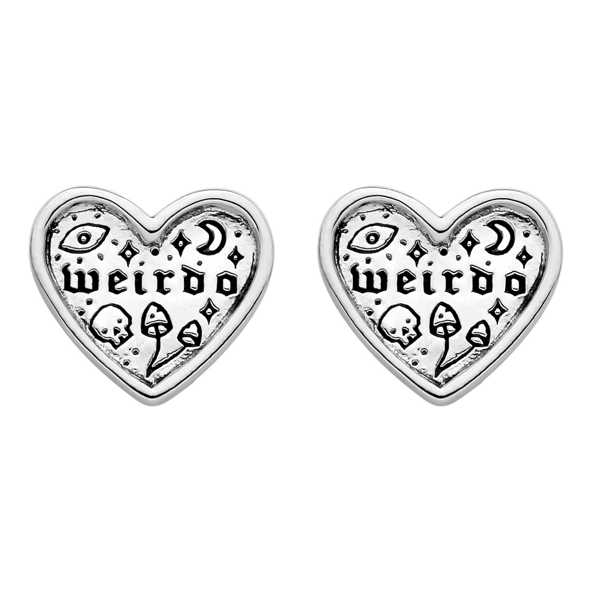 Sterling silver weird weirdo quirky unusual  alternative stud earrings