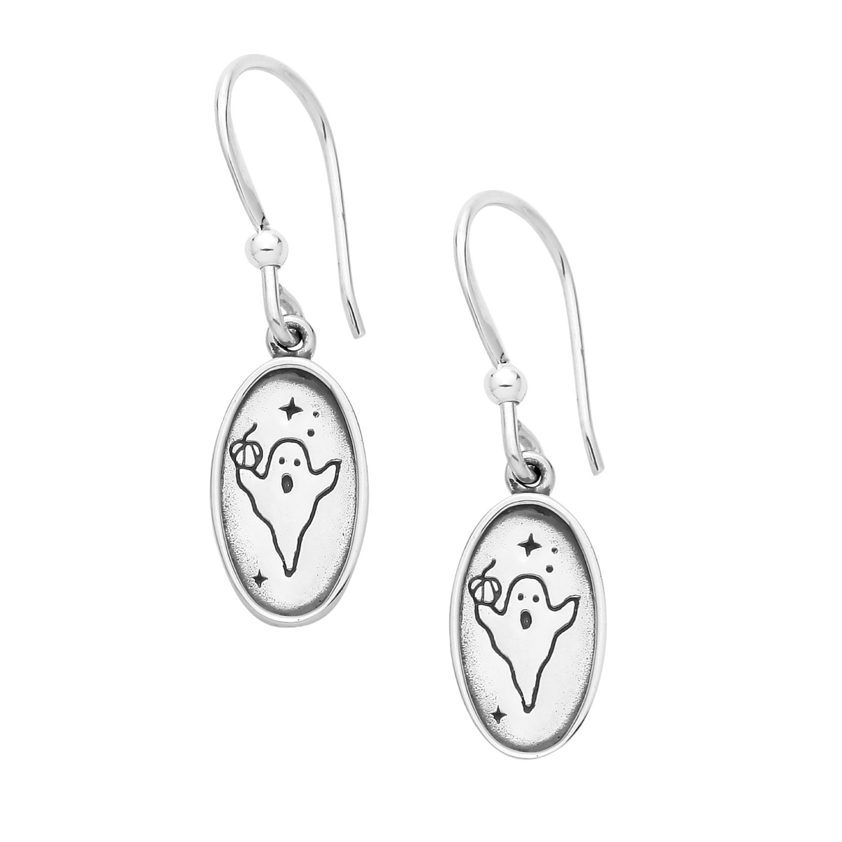 Sterling silver ghost and pumpkin earrings spooky Halloween alternative gothic jewellery
