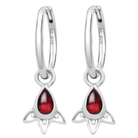 ARIA - Sterling Silver & Garnet Hoops