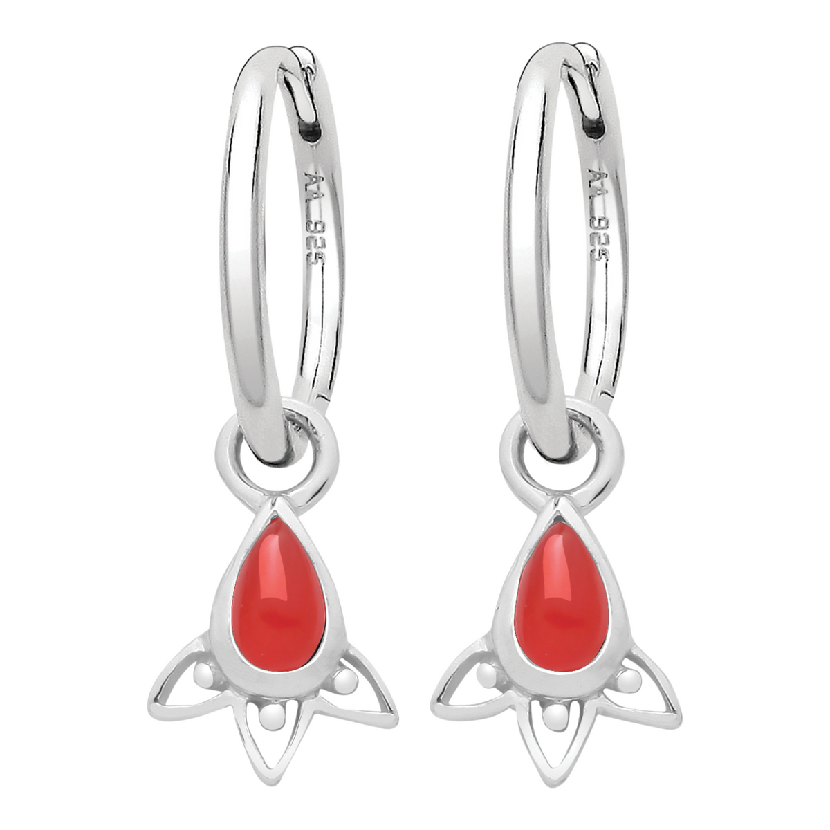ARIA - Sterling Silver & Carnelian Hoops