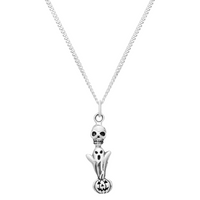 Sterling silver Ghost pumpkin skull Halloween spooky necklace gothic alternative jewellery