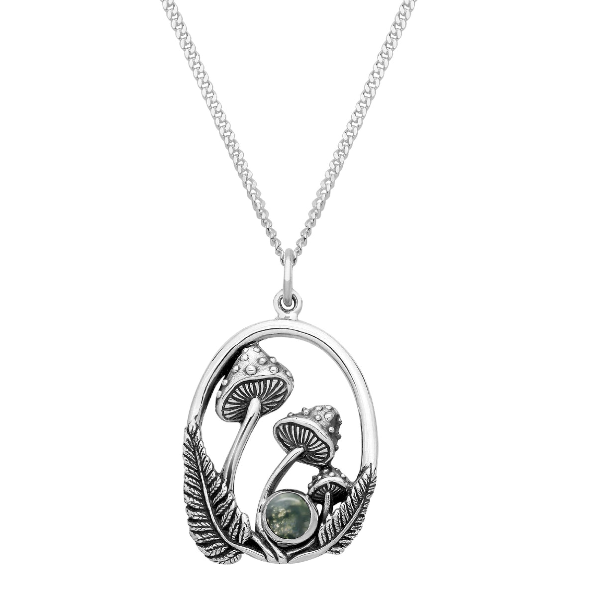 sterling silver toadstool mushroom fern autumn necklace witch nature inspired jewellery jewelry