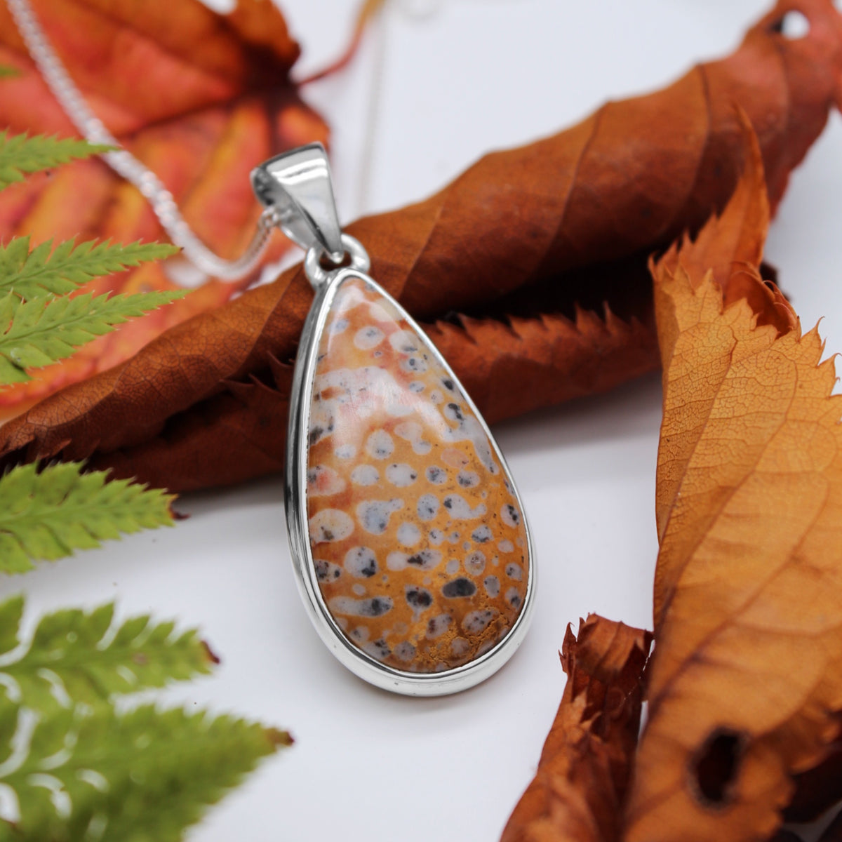 FAWN - Sterling Silver & Deer Fawn Jasper Necklace