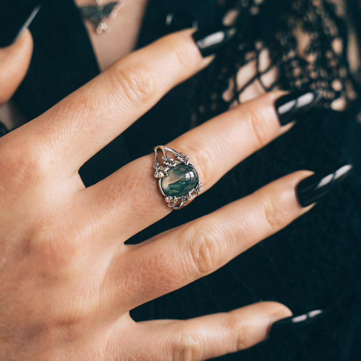 WOODLAND WHISPER - Moss Agate & Sterling Silver Ring