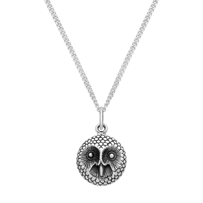 Sterling silver owl pendant woodland nature alternative jewellery 