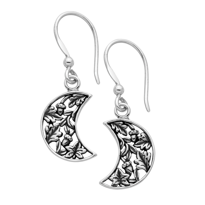 Sterling silver moon autumn witchy earrings alternative jewellery