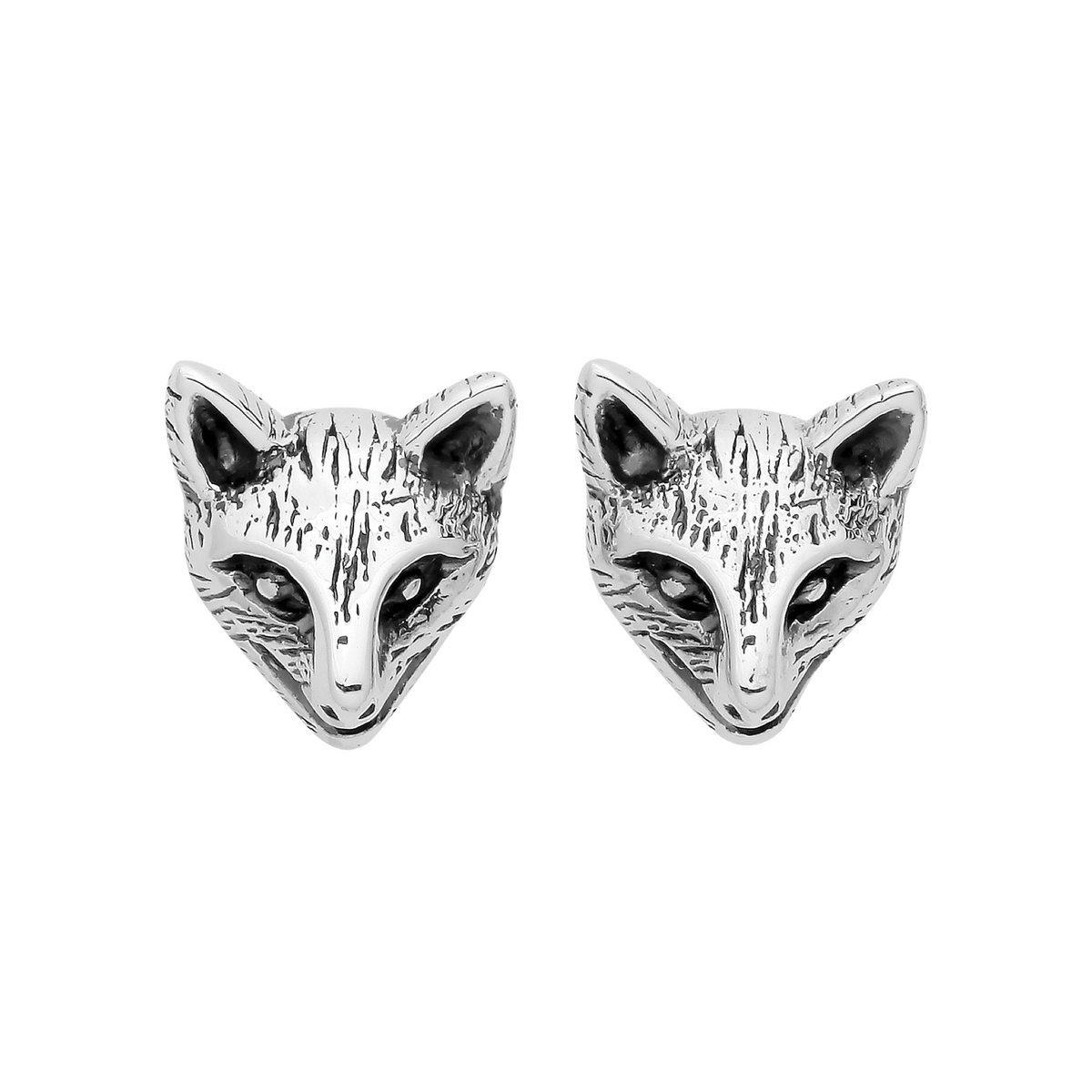 Sterling silver fox vixen wildlife nature stud earrings alt jewellery