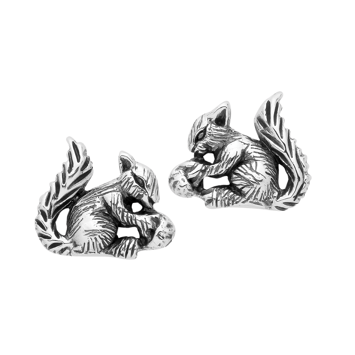 Sterling silver squirrel wildlife nature stud earrings 