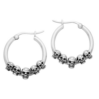 sterling silver skull alt gothic hoop earrings spooky alternative halloween jewellery