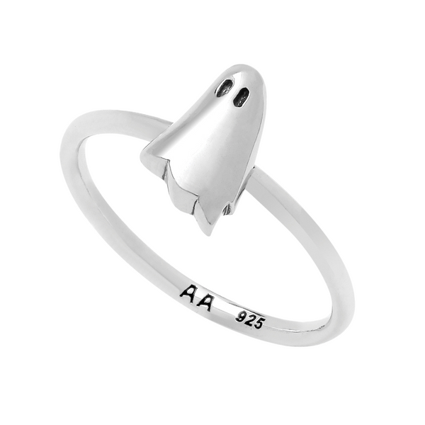 sterling silver ghost halloween ring alt gothic jewellery