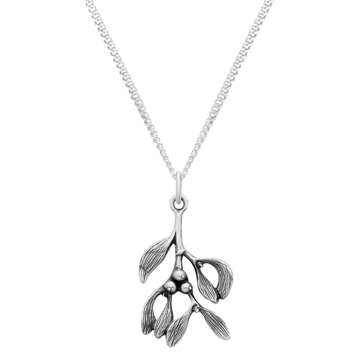 Sterling silver mistletoe Christmas necklace alternative Christmas jewellery