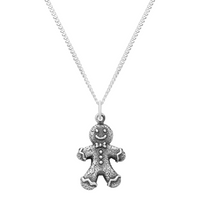 Sterling silver gingerbread man Christmas necklace 