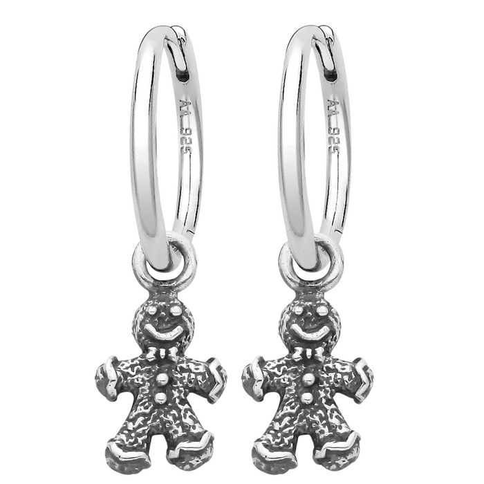 Sterling silver gingerbread man earrings Christmas jewellery