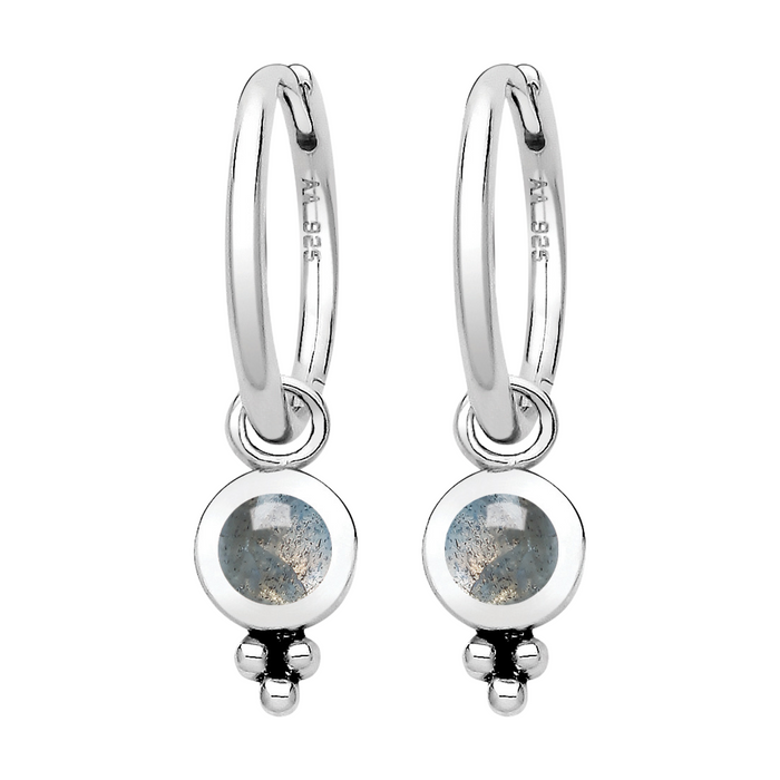 SATELLITE - Labradorite & Sterling Silver Hoops