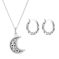 NIGHT SKY DREAMER - Sterling Silver Necklace & Hoop Gift Set