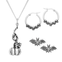 HALLOWEEN EVERYDAY - Sterling Silver Necklace, Hoop & Stud Gift Set