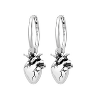 Sterling silver anatomical heart earrings gothic alt alternative jewellery 