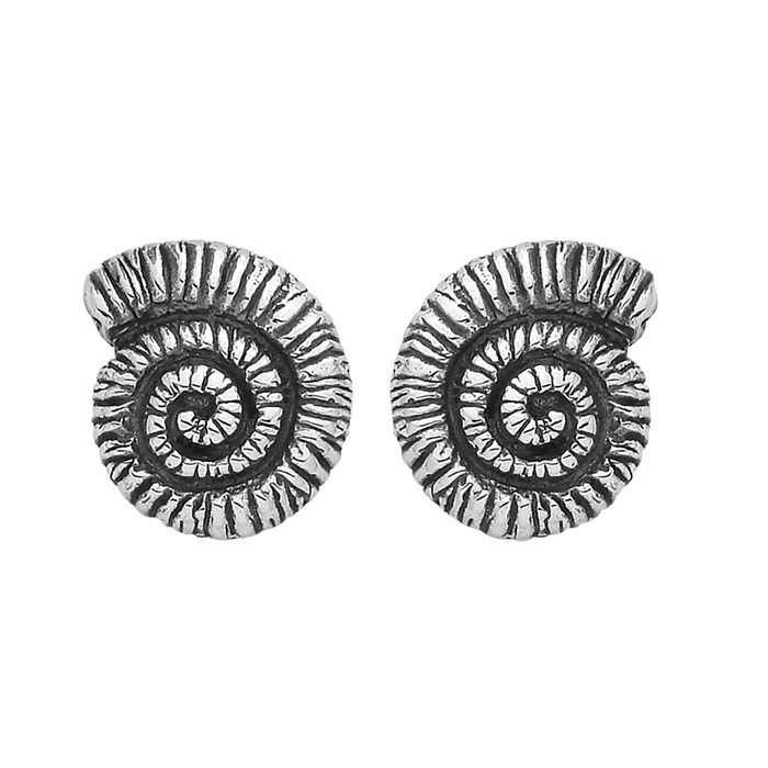 Sterling silver snail shell stud earrings