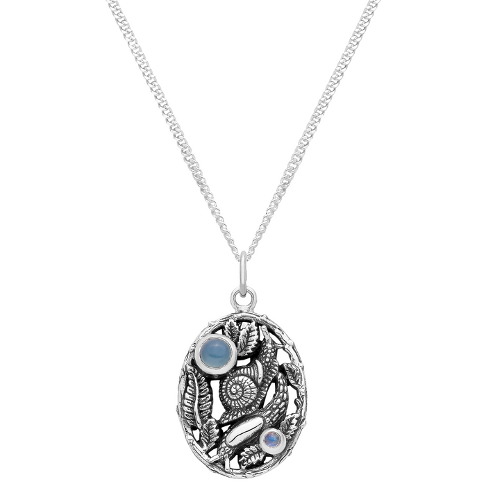 Sterling silver slug snail garden gemstone necklace 