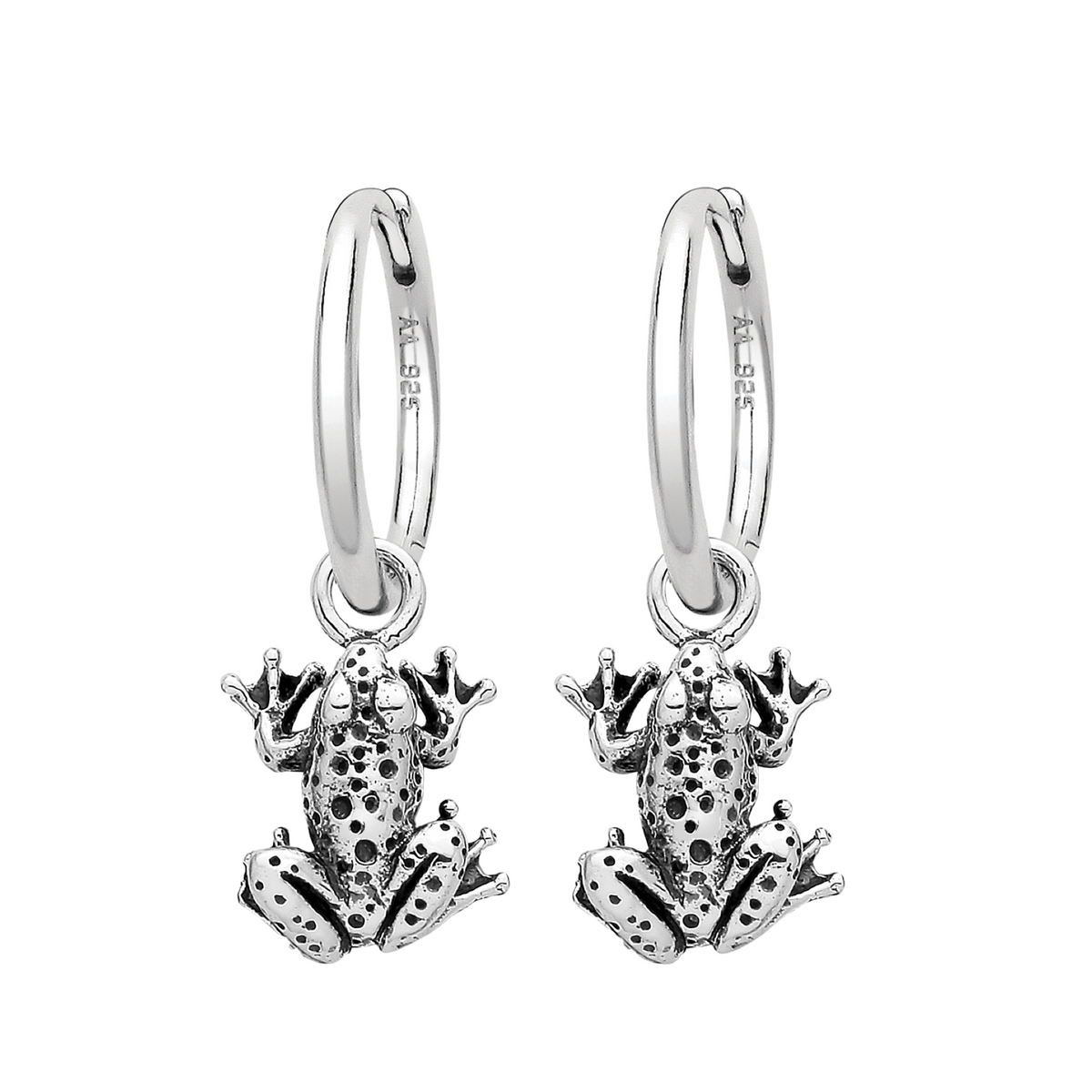 Sterling silver frog toad pond garden earrings 