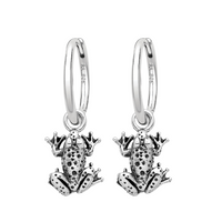 Sterling silver frog toad pond garden earrings 