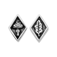 Sterling silver toadstool oak leaf autumn stud earrings jewellery