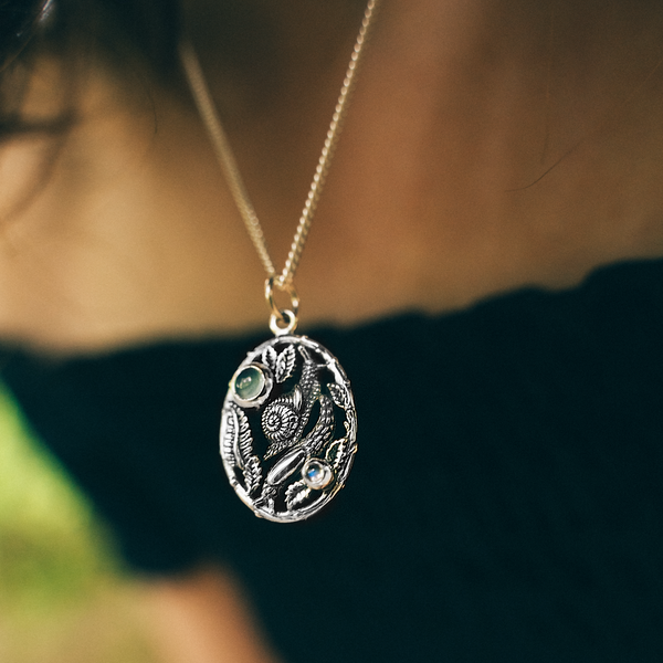 SLUGS & SNAILS - Blue Chalcedony, Moonstone & Sterling Silver Necklace