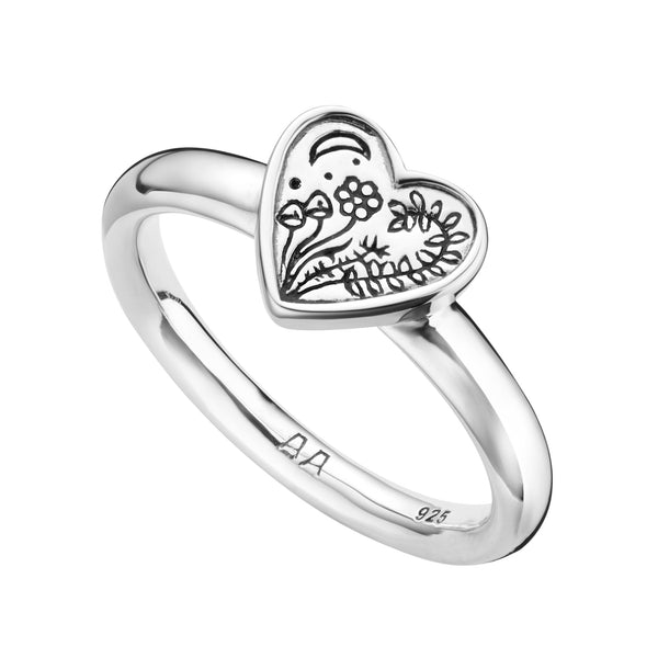 Sterling silver alternative heart toadstool boho bohemian ring jewellery