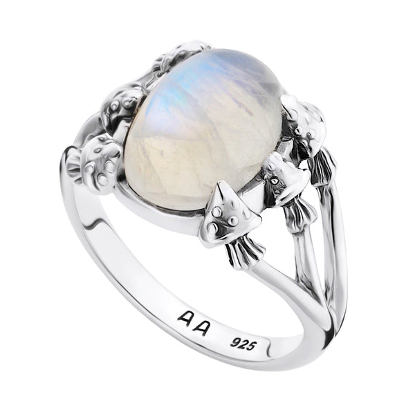 Sterling silver toadstool nature moonstone ring alternative jewellery 