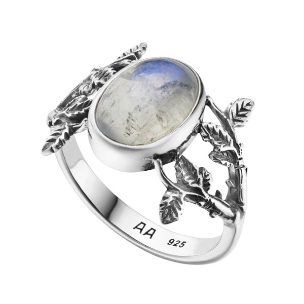 Sterling silver moonstone cottagecore woodland forest nature witch alternative jewellery