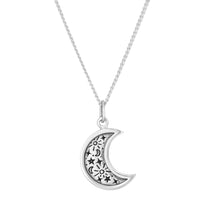 Sterling silver moon celestial necklace star Bohemian witchy jewellery