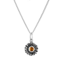 Sterling silver sunflower necklace nature inspired bohemian jewellery