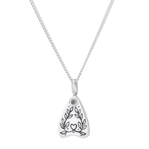 sterling silver planchette necklace moonstone alternative gothic bohemian jewellery