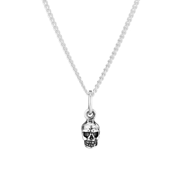 Sterling silver skull necklace alternative bohemian jewellery and gothic