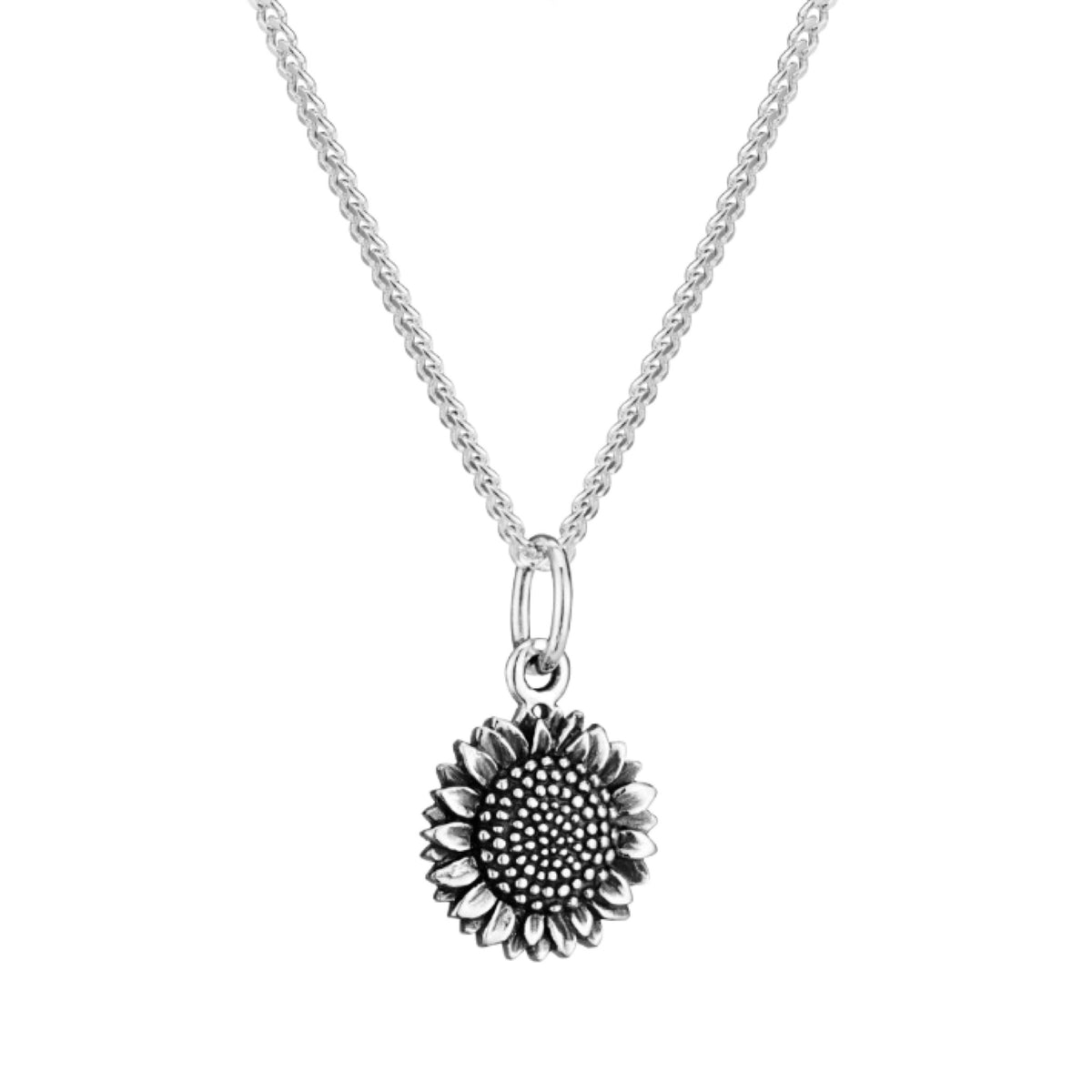 Sterling silver sunflower boho summer necklace alternative jewellery jewelry