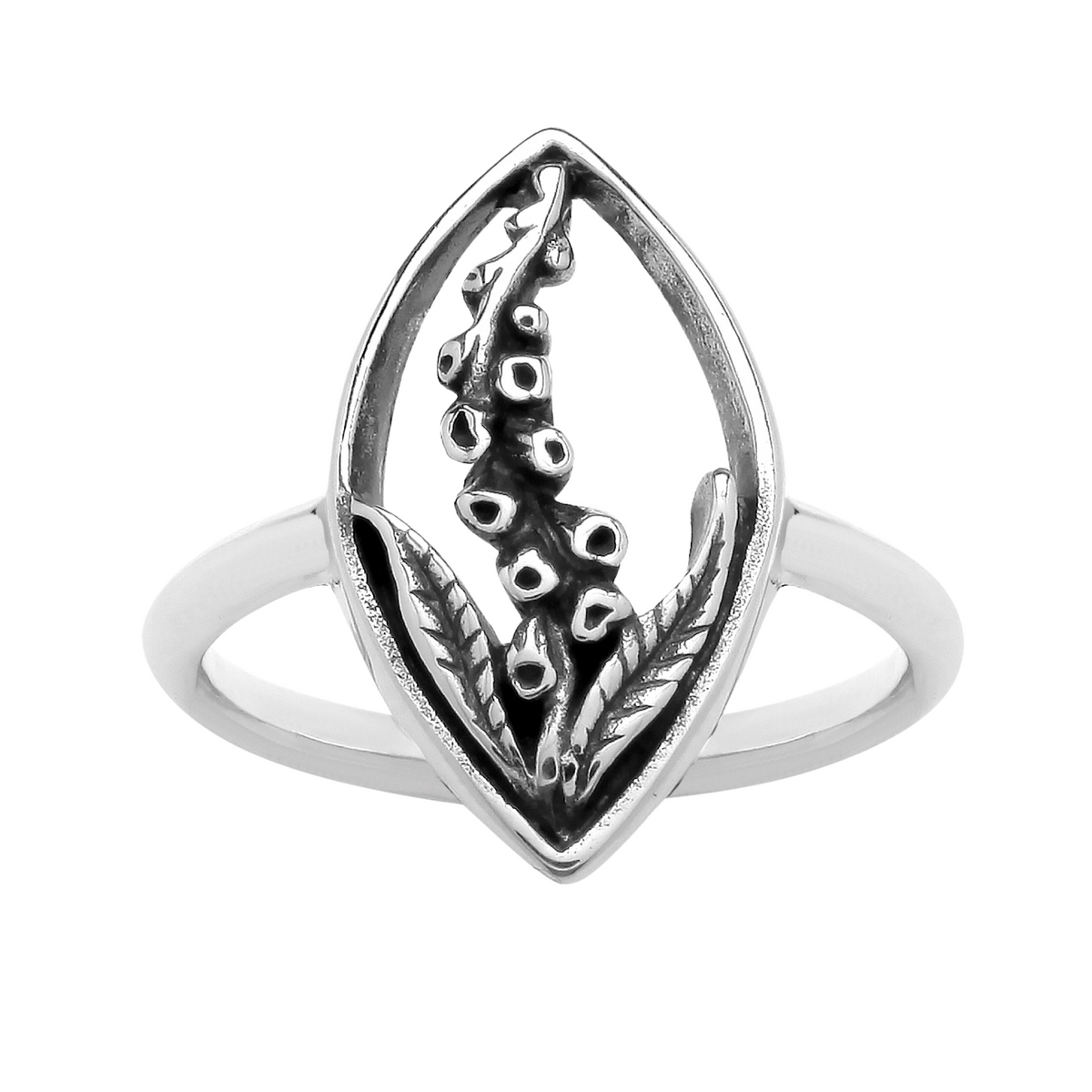 Sterling silver foxglove ring woodland nature alternative jewellery