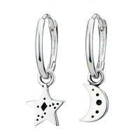 Sterling silver moon and star hoop earrings celestial bohemian jewellery jewelry