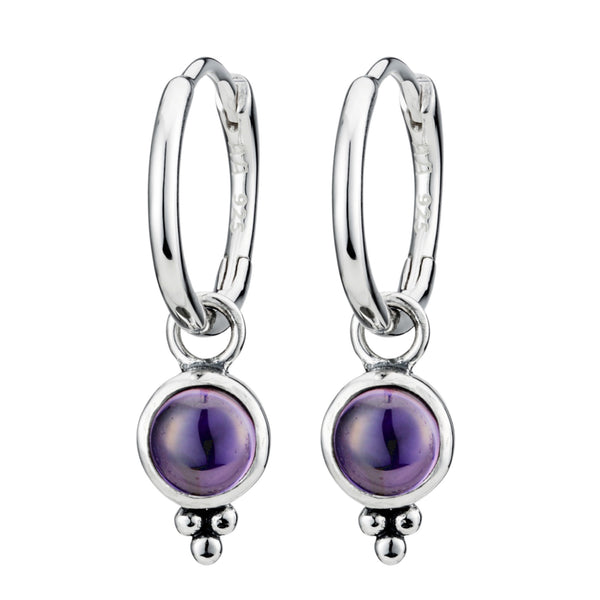 Amethyst hoop earrings bohemian boho gemstone jewellery jewelry