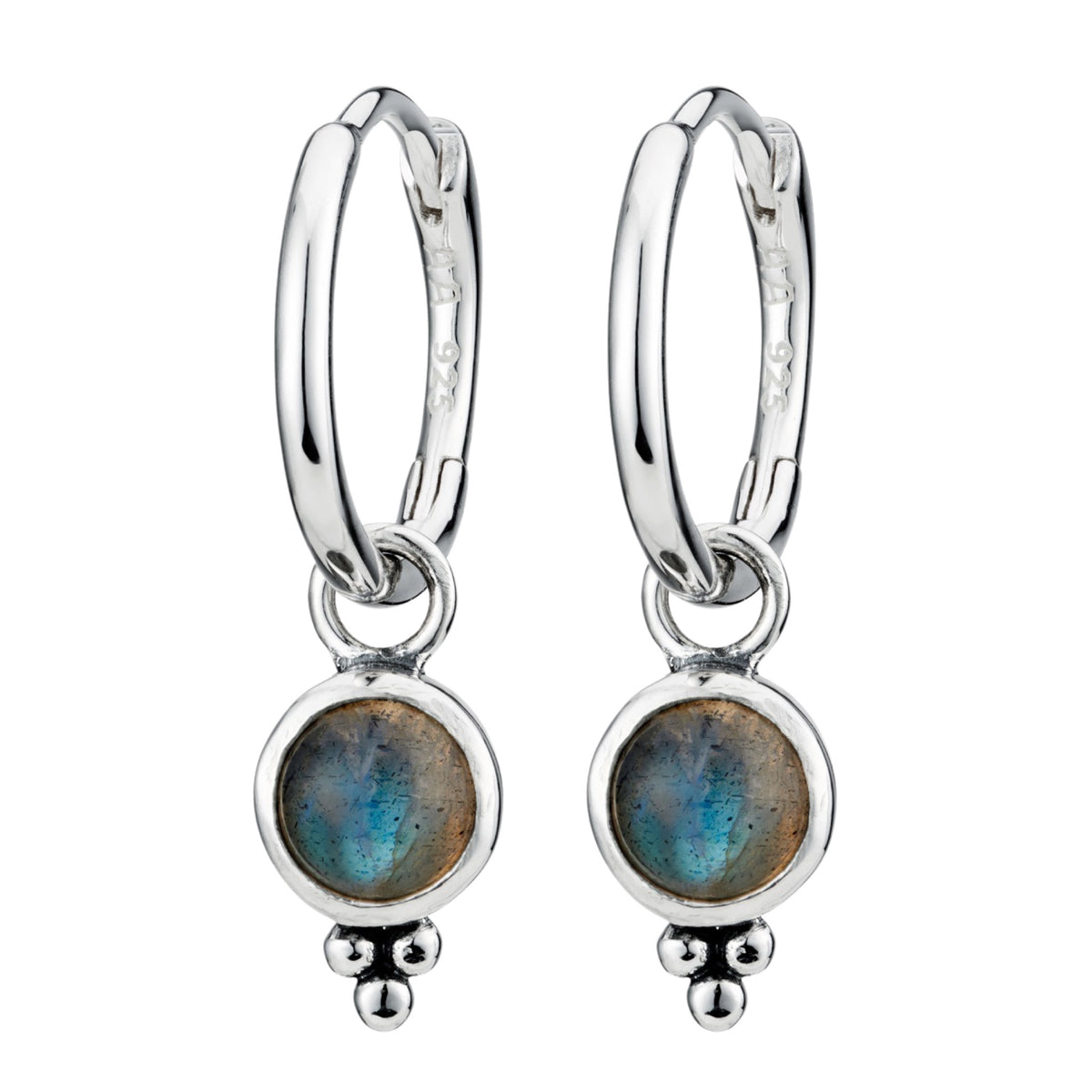 Sterling silver labradorite hoop earrings boho bohemian jewellery jewelry