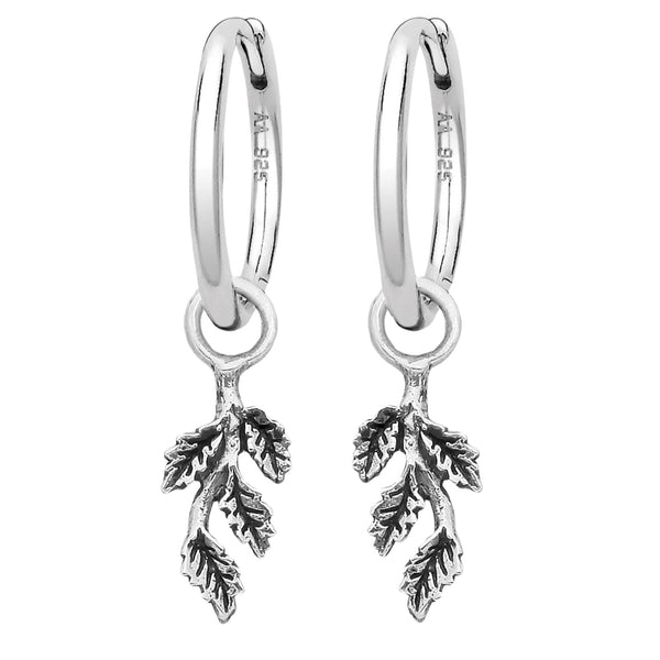 sterling silver leaf hoop earrings nature autumn witchy jewellery