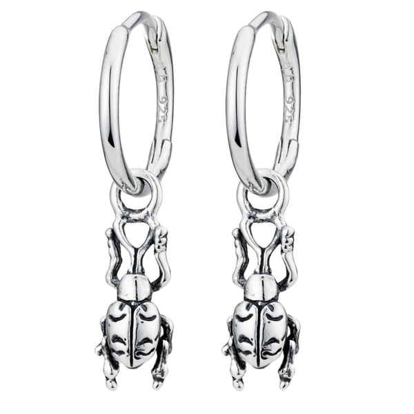 Sterling silver bug hoop earrings alternative quirky unusual jewellery