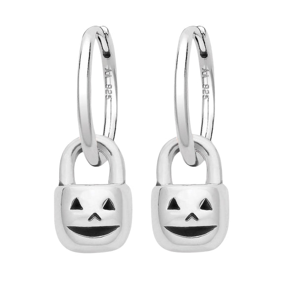 sterling silver pumpkin jack o lantern hoop earrings gothic alternative jewellery