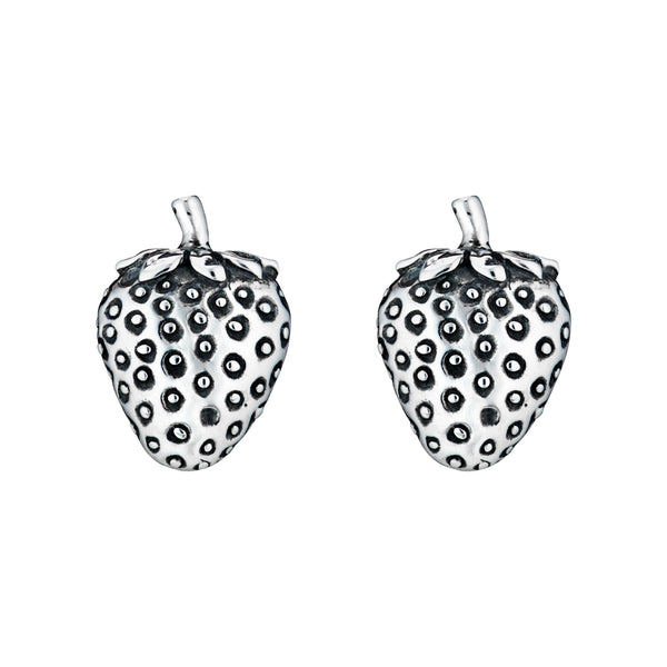 Sterling silver strawberry stud earrings botanical gothic alternative sterling silver jewellery jewelry 