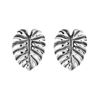 Sterling silver monstera leaf stud earrings nature inspired celestial and bohemian jewellery jewelry