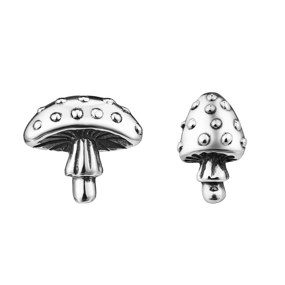 Sterling silver mushroom toadstool stud earrings nature inspired bohemian alternative jewellery