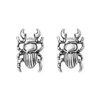 Sterling silver stag beetle stud earrings alternative and nature inspired jewellery bohemian 