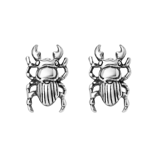 Sterling silver stag beetle stud earrings alternative and nature inspired jewellery bohemian 
